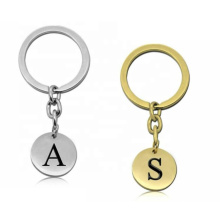 Beautiful Stainless Steel Wholesale Round Disc Engraved Alaphabet Letters Keyring Key Chain